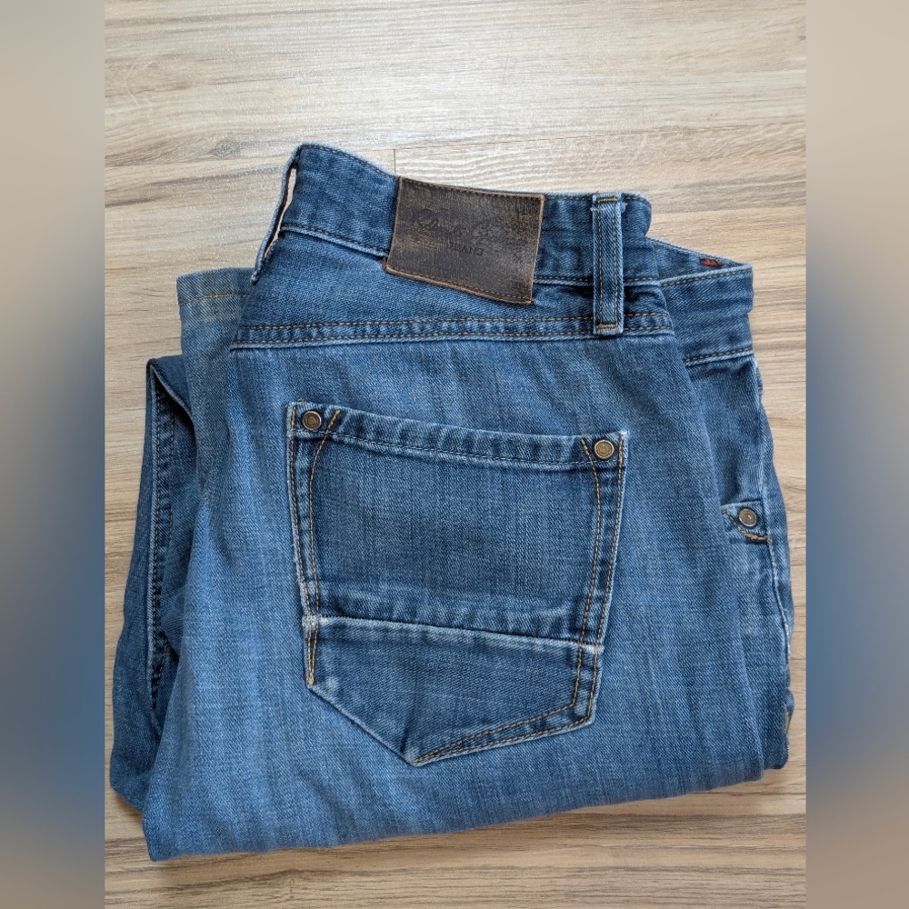 Robert Graham Mens 34 Blue Denim Classic Yates Stretch Straight Jeans